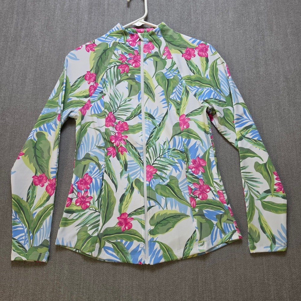 Tommy Bahama Everyday Active Jacket Women S White Tropical Floral UPF 50 Zip